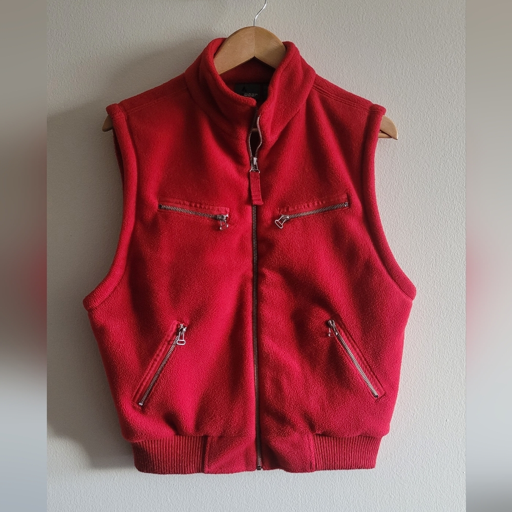 90s Liz Claiborne zipper detailed full zip fleece vest Women's large true red
